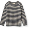 COPENHAGEN COLORS Grey Stripe Merino Classic Rib Blouse
