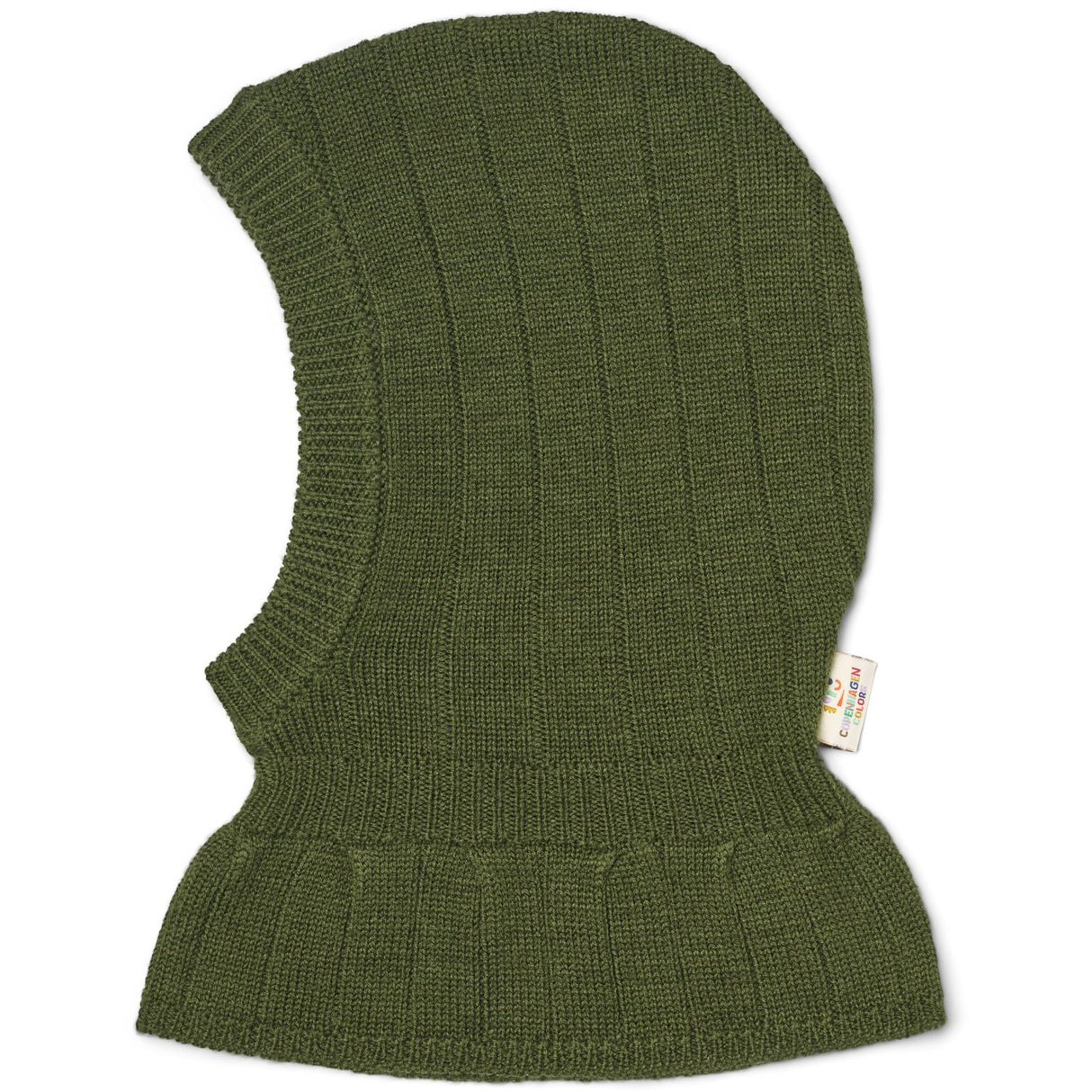 COPENHAGEN COLORS Dk Green Merino Rib Knitted Balaclava