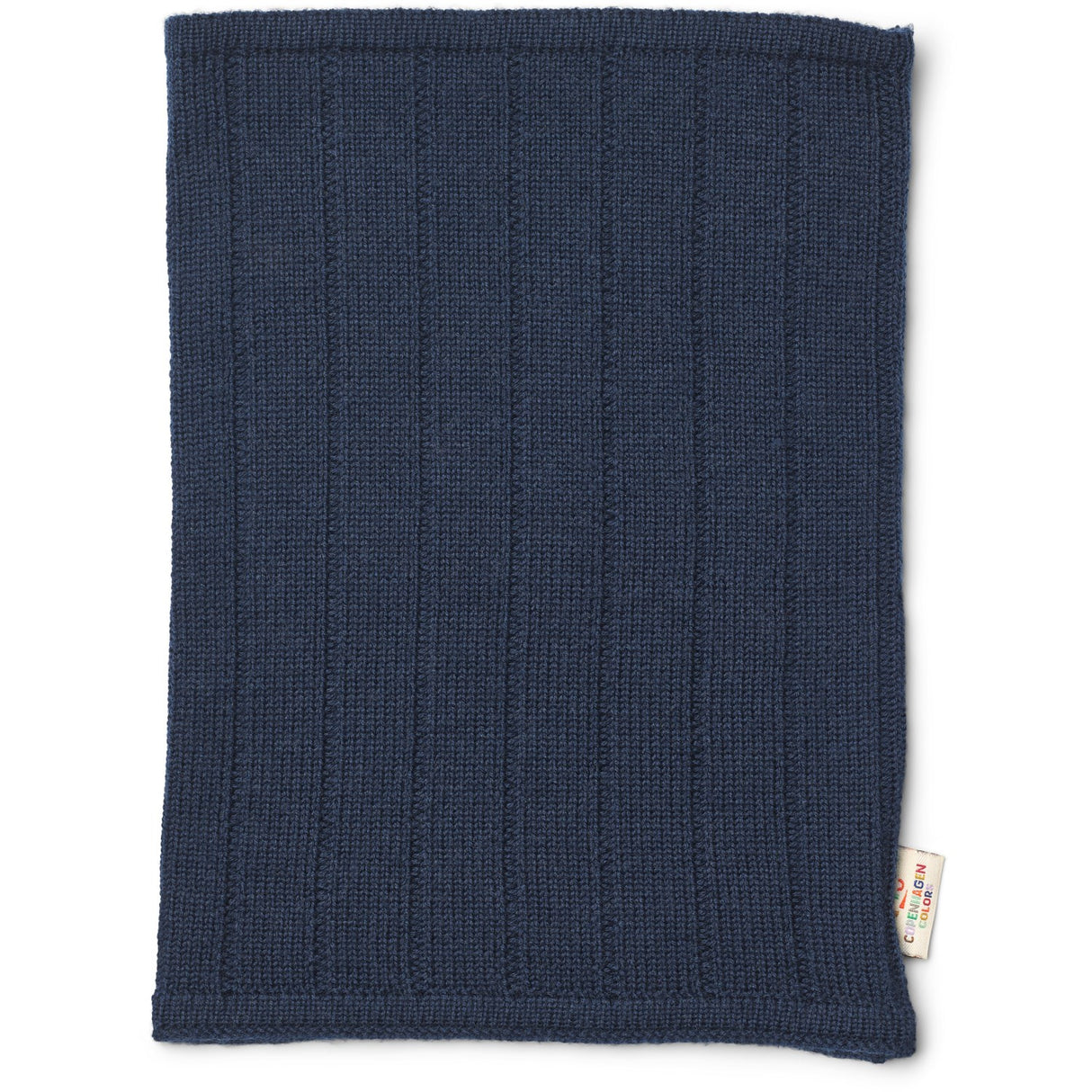 COPENHAGEN COLORS Navy Rib Knitted Tube Scarf In Merino Wool