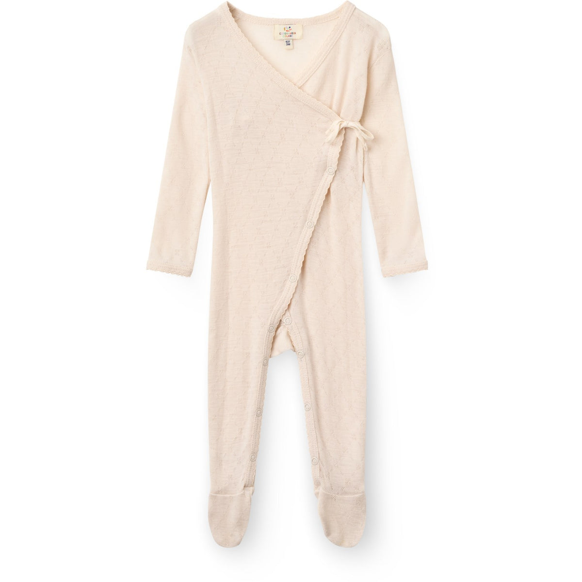 COPENHAGEN COLORS Cream Lt. Knitted Pointelle Cross-Over Full Body