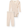 COPENHAGEN COLORS Cream 2-Pack Lt. Knitted Pointelle Cross-Over Body W. Picot Edge + Pointelle Leggings W Picot Edge