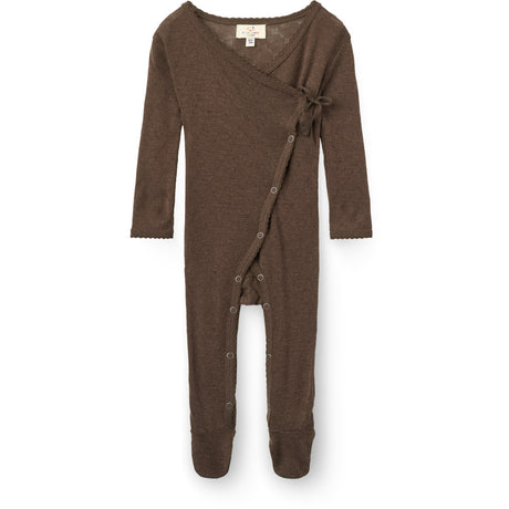 COPENHAGEN COLORS Dk. Brown Lt. Knitted Pointelle Cross-Over Full Body