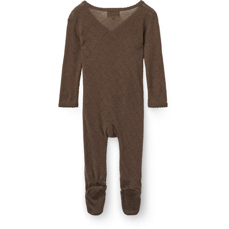 COPENHAGEN COLORS Dk. Brown Lt. Knitted Pointelle Cross-Over Full Body