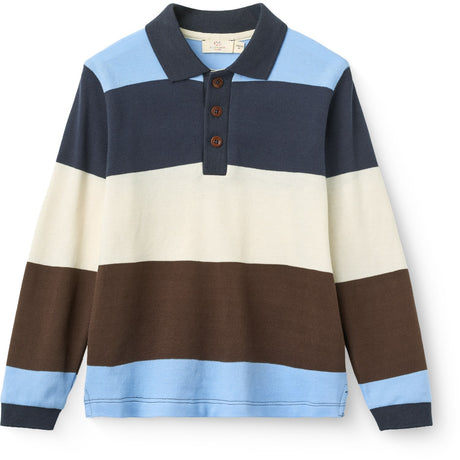 COPENHAGEN COLORS Brown Stripe Pique Polo W. Ls