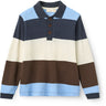 COPENHAGEN COLORS Brown Stripe Pique Polo W. Ls