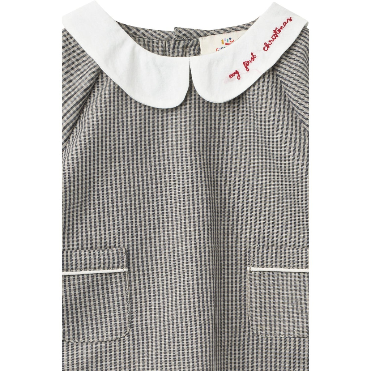 COPENHAGEN COLORS Grey Check Comb. Checkered Emb. Baby Set W. Blouse And Bloomers
