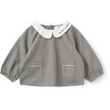 COPENHAGEN COLORS Grey Check Comb. Checkered Emb. Baby Set W. Blouse And Bloomers