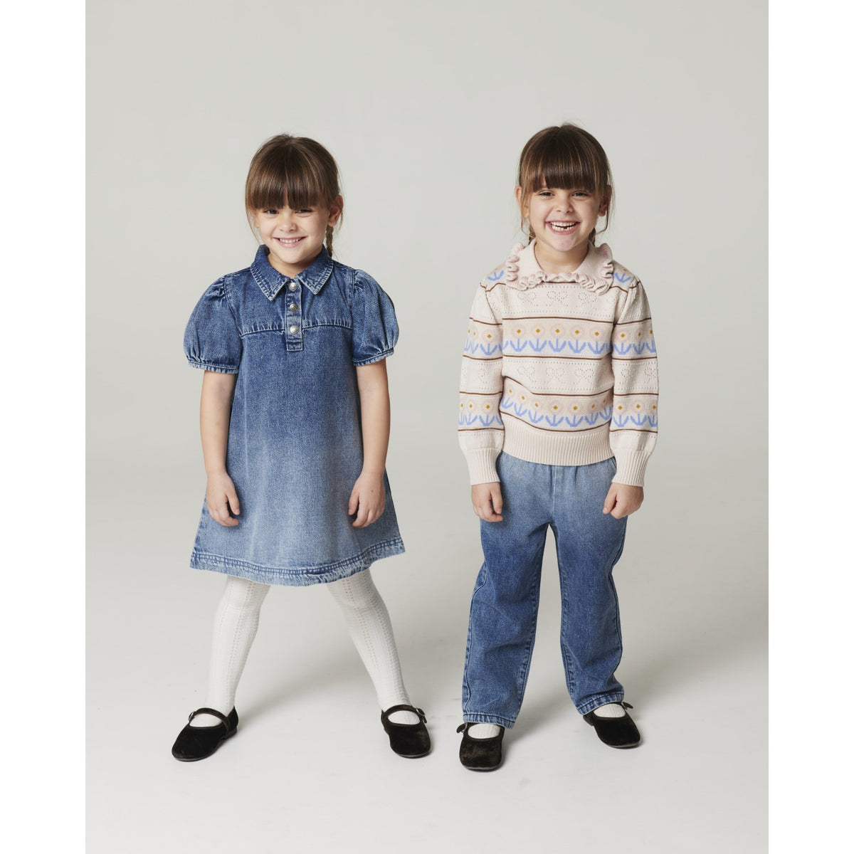 COPENHAGEN COLORS Block Spray Frill Denim Pants W. Bow