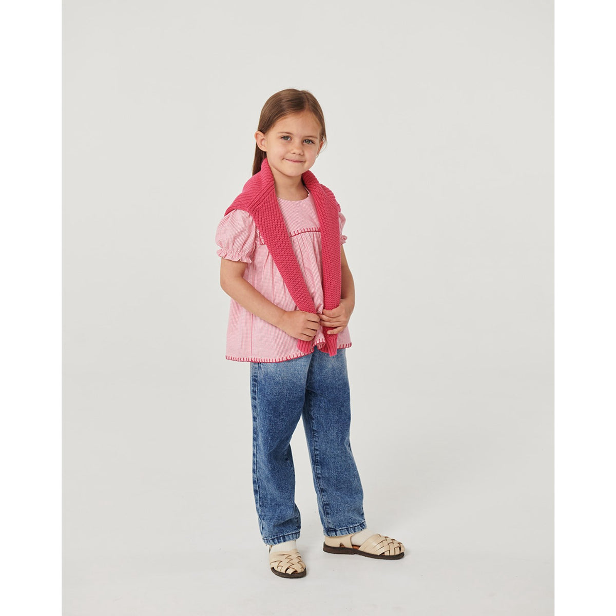 COPENHAGEN COLORS Block Spray Frill Denim Pants W. Bow
