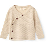COPENHAGEN COLORS Pale Cream Melange Merino Pattern Baby Cross-Over Cardigan