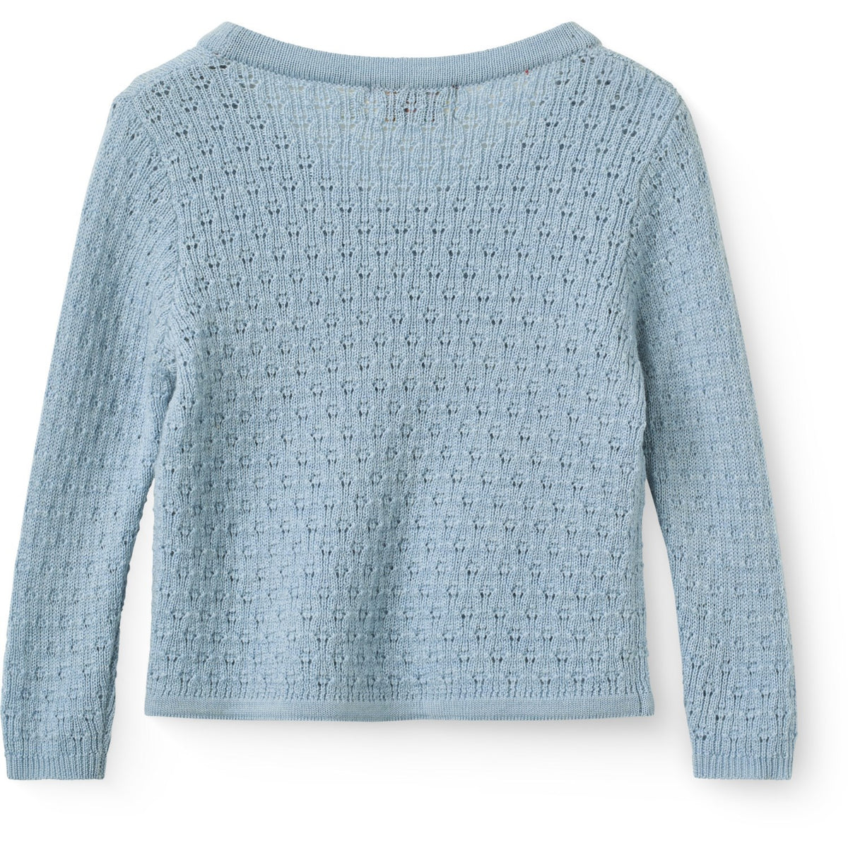 COPENHAGEN COLORS Dusty Blue Merino Pattern Baby Cross-Over Cardigan
