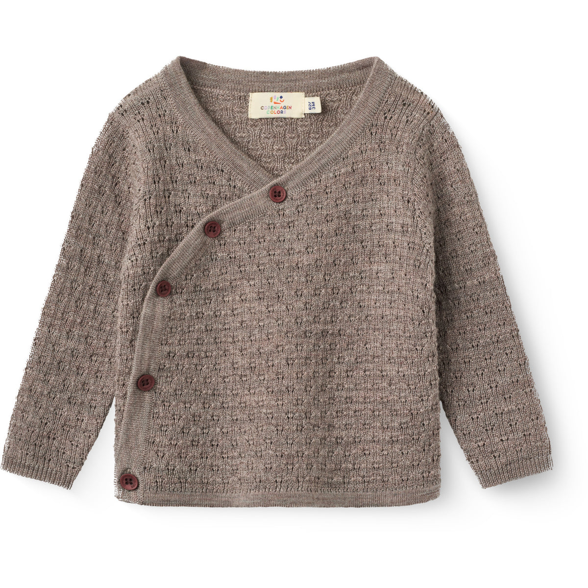 COPENHAGEN COLORS Natural Melange Merino Pattern Baby Cross-Over Cardigan