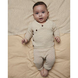 COPENHAGEN COLORS Pale Cream Melange Merino Pattern Baby Cross-Over Cardigan