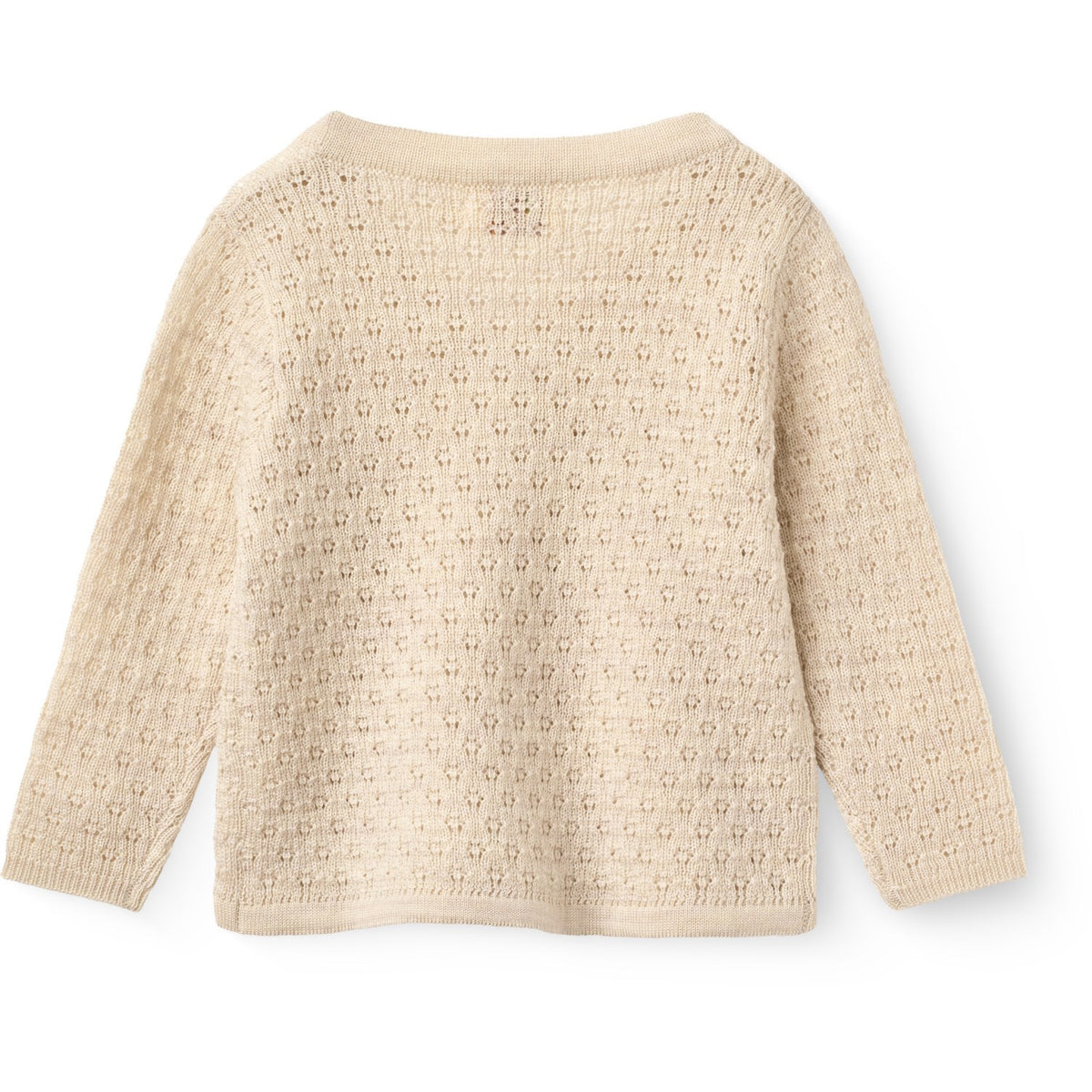 COPENHAGEN COLORS Pale Cream Melange Merino Pattern Baby Cross-Over Cardigan