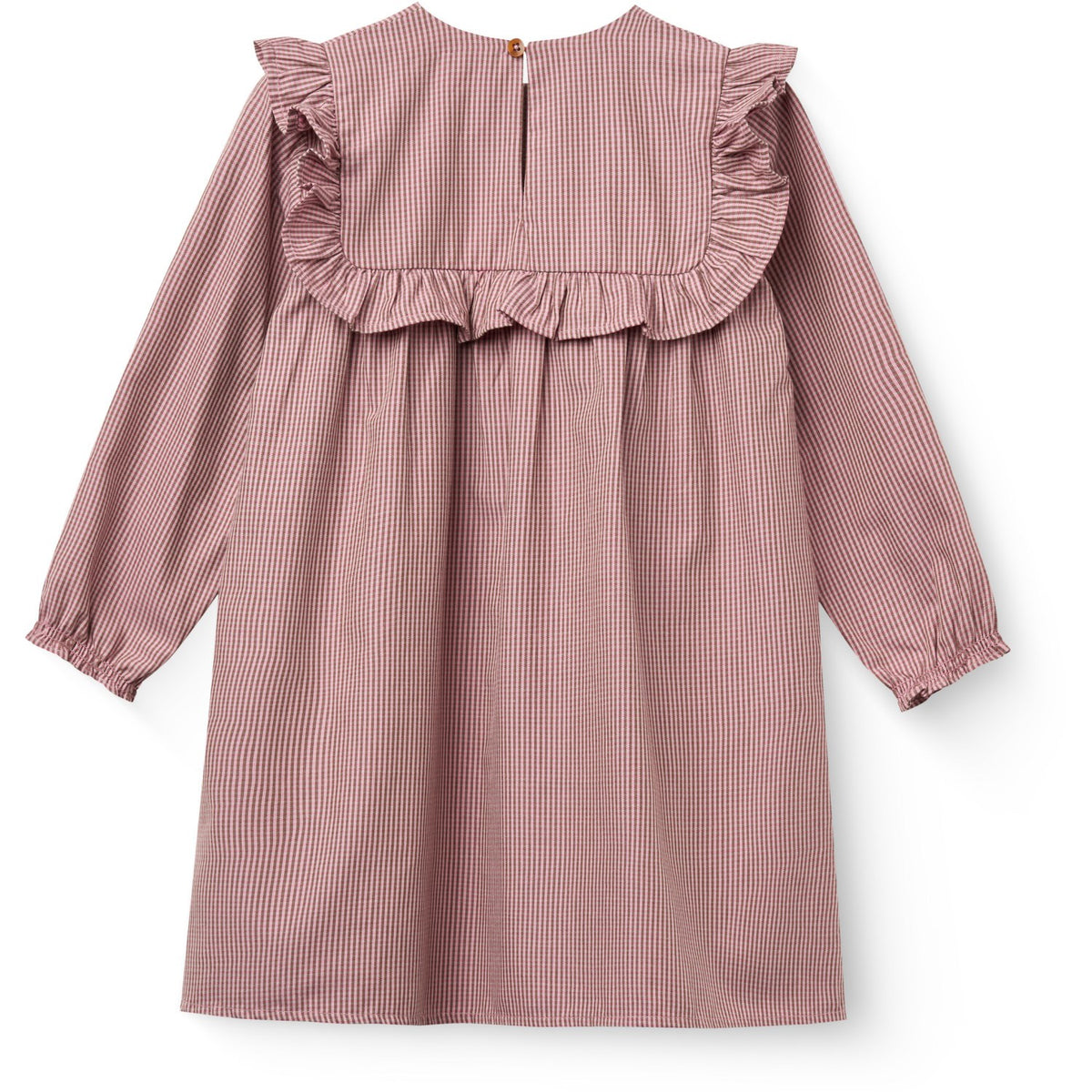 COPENHAGEN COLORS Winter Rose Check Comb Long-Sleeved Dress With All-Over Embroidery