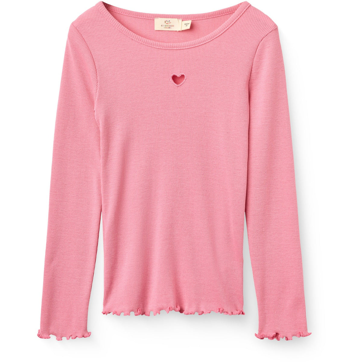 COPENHAGEN COLORS Blossom Pink Modal Rib Ls Tee W. Heart Hole Pattern