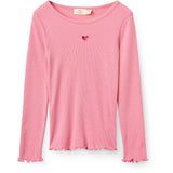 COPENHAGEN COLORS Blossom Pink Modal Rib Ls Tee W. Heart Hole Pattern