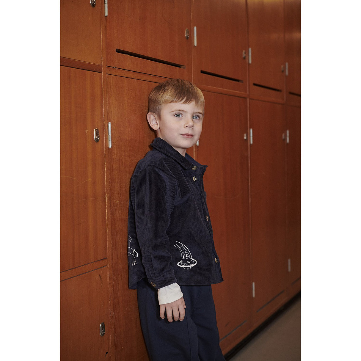 COPENHAGEN COLORS Navy Corduroy Overshirt W. Emb.