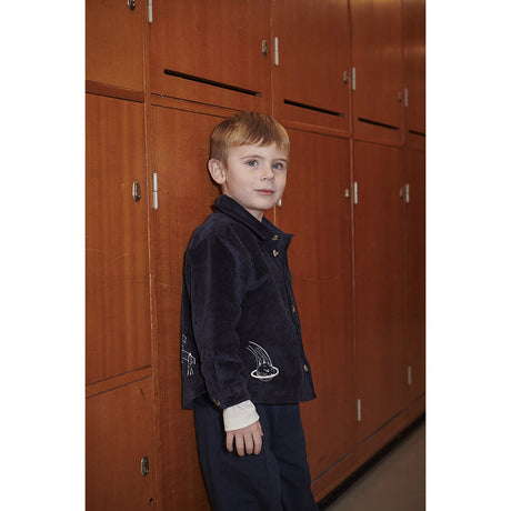 COPENHAGEN COLORS Navy Corduroy Overshirt W. Emb.