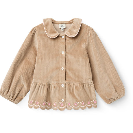 COPENHAGEN COLORS Beige Corduroy Blouse W. Emb.