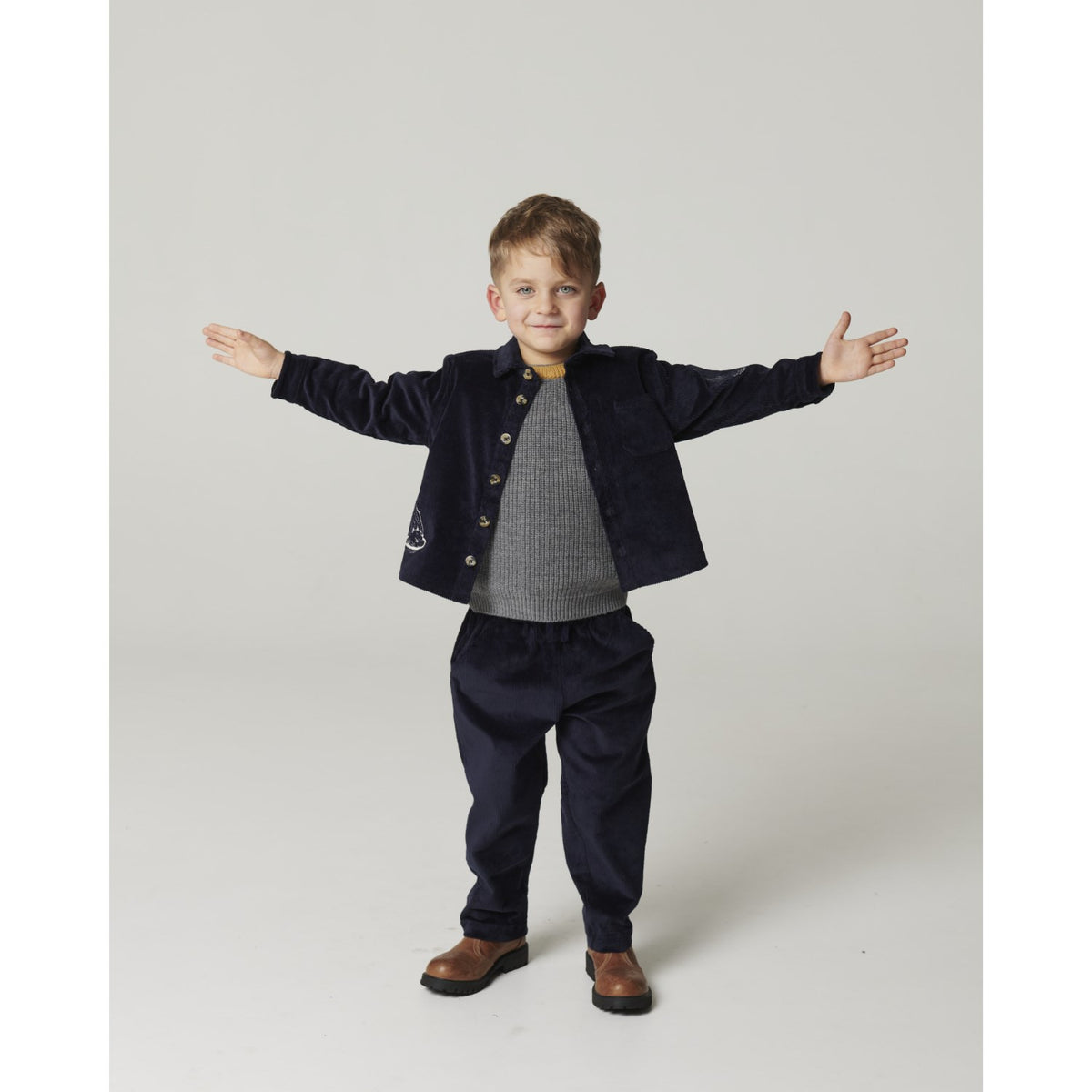 COPENHAGEN COLORS Navy Corduroy Overshirt W. Emb.