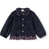 COPENHAGEN COLORS Navy Corduroy Blouse W. Emb.