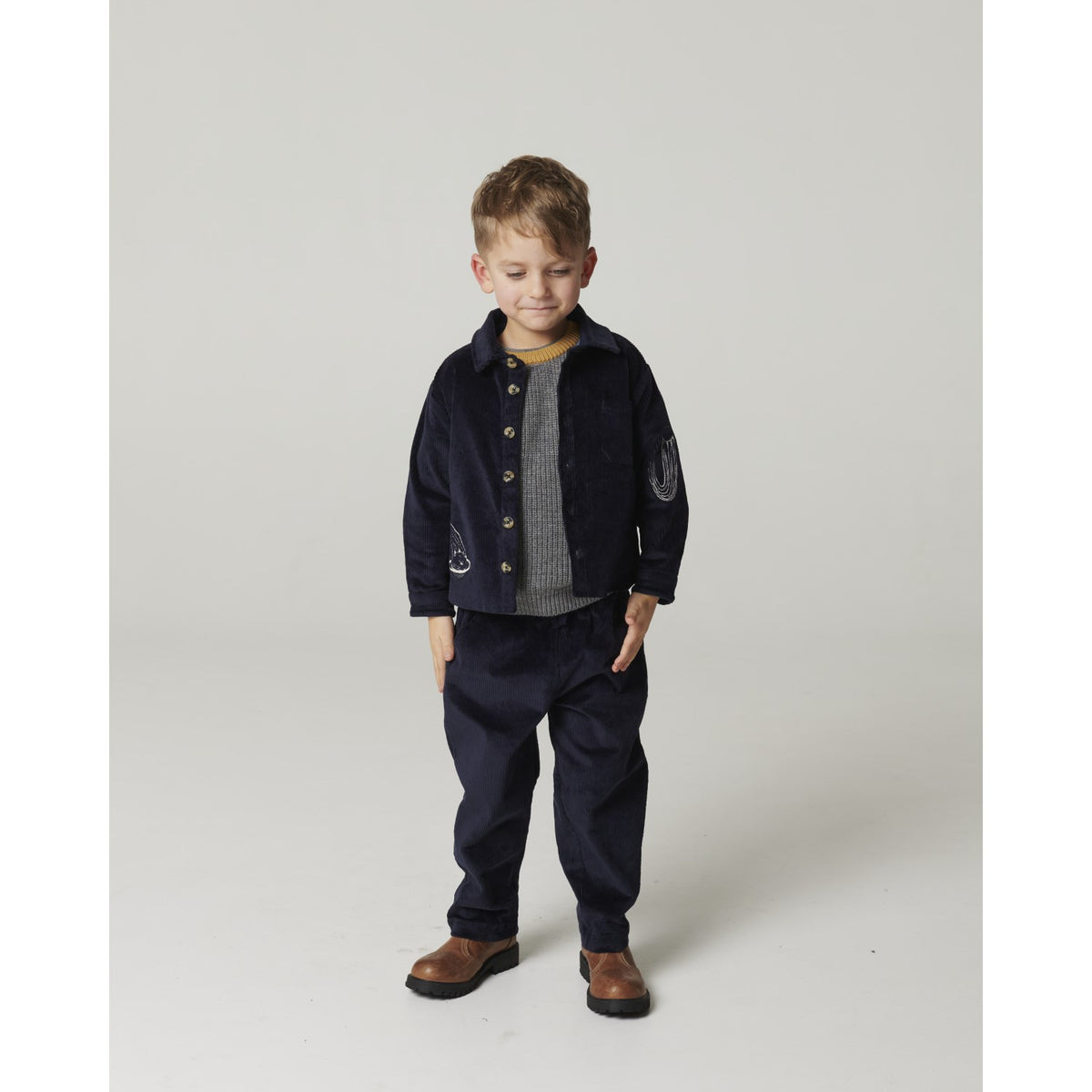 COPENHAGEN COLORS Navy Corduroy Overshirt W. Emb.