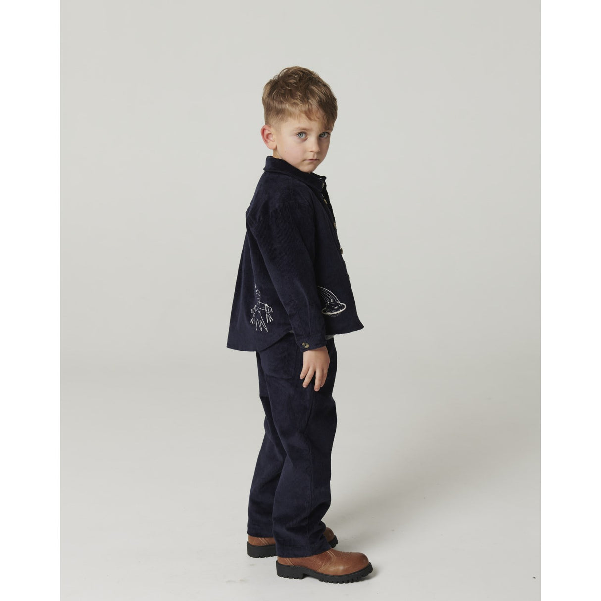 COPENHAGEN COLORS Navy Corduroy Overshirt W. Emb.