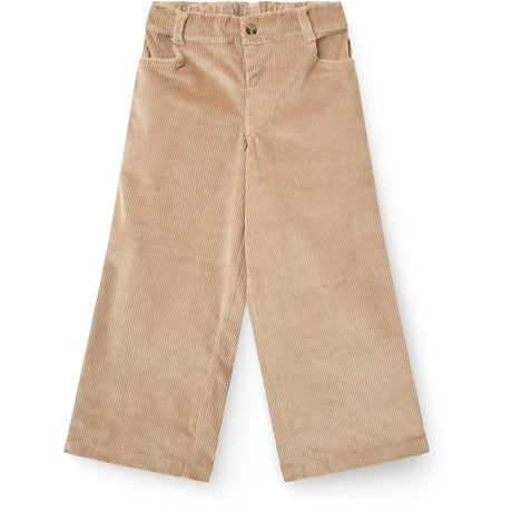 COPENHAGEN COLORS Beige Corduroy Pant W. Wide Leg & Emb. On Backside Pocket
