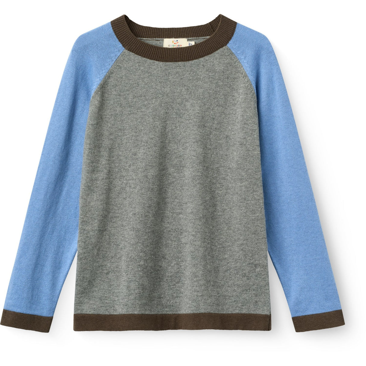 COPENHAGEN COLORS Grey Mel. Comb. Light Knitted Color Block Blouse