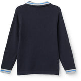 COPENHAGEN COLORS Navy Comb. Long-Sleeved Knitted Waffle Polo