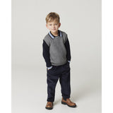 COPENHAGEN COLORS Navy Comb. Long-Sleeved Knitted Waffle Polo