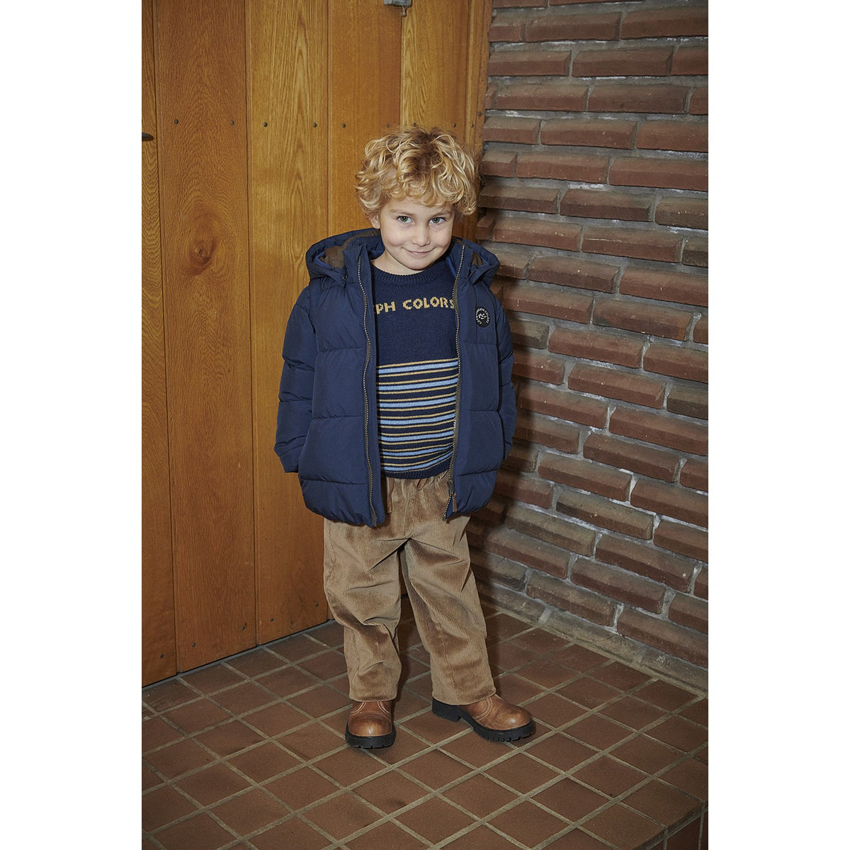 COPENHAGEN COLORS Navy Comb. Striped Merino Sweater