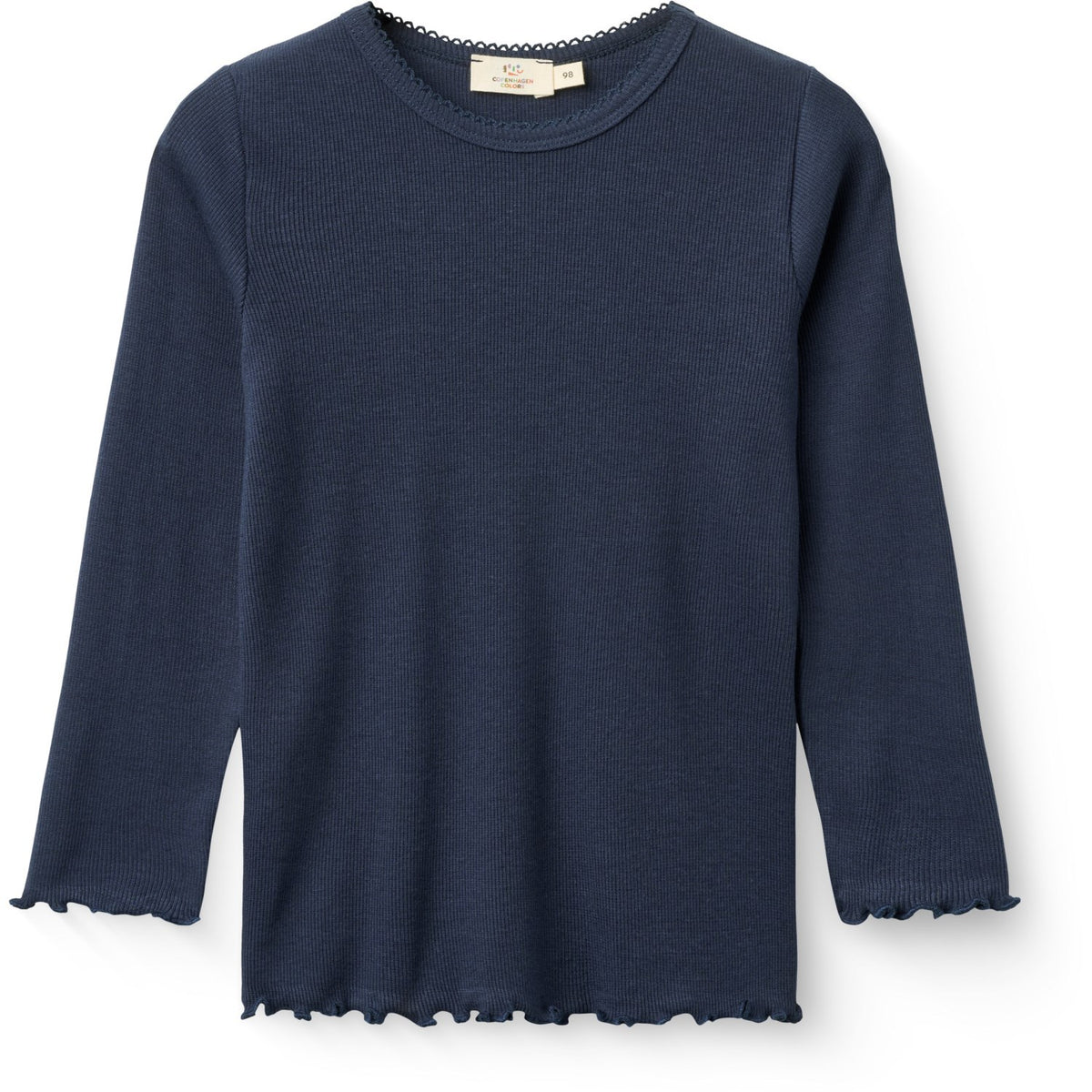 COPENHAGEN COLORS Navy Modal Rib Tee W. Picot & Ls
