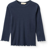 COPENHAGEN COLORS Navy Modal Rib Tee W. Picot & Ls
