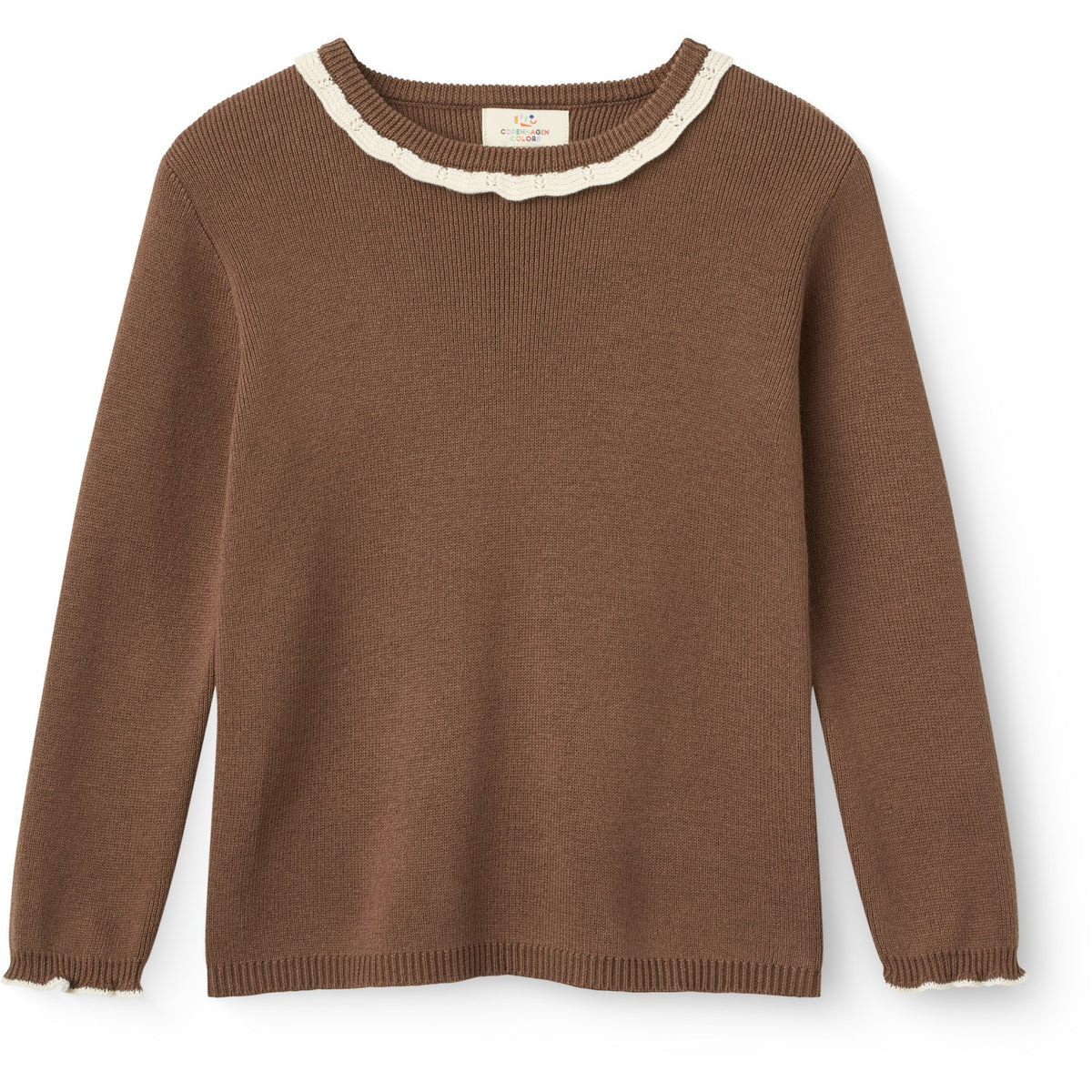 COPENHAGEN COLORS Walnut Comb. Ls Blouse W. Deco Neck