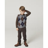 COPENHAGEN COLORS Grey Mel./Dk. Brown/Navy Comb. Argyle Knitted Vest