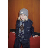 COPENHAGEN COLORS Grey Mel./Dk. Brown/Navy Comb. Argyle Knitted Vest