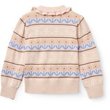 COPENHAGEN COLORS Beige Comb. Knitted Collar Blouse W. Pointelle & Pattern