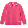 COPENHAGEN COLORS Fuschsia Comb. Cashmere Blouse W. Collar & Blanket Stitch
