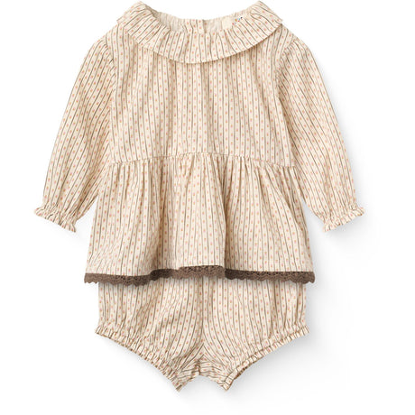 COPENHAGEN COLORS Sand Flower Print Twill Aop Baby Set Blouse & Bloomers