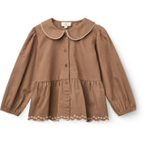 COPENHAGEN COLORS Walnut Twill Blouse W. Embroidery