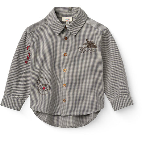 COPENHAGEN COLORS Grey Check Comb. Checkered Classic Shirt W. Embroidery