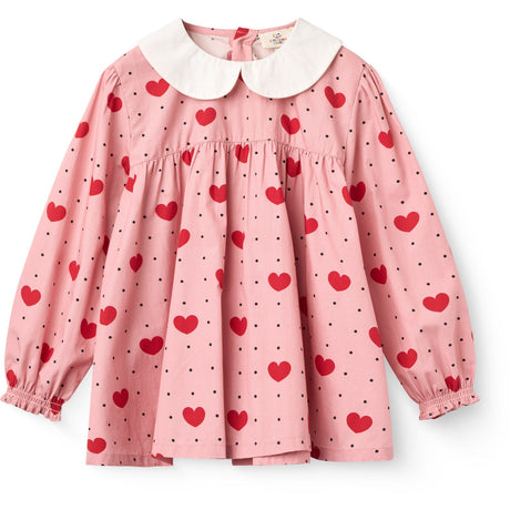 COPENHAGEN COLORS Heart Aop Blouse W. Collar W. Heart Aop