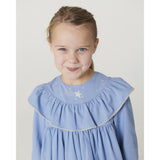 COPENHAGEN COLORS Endless Blue Dress W. Frill & Star Embroidery