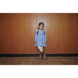 COPENHAGEN COLORS Endless Blue Dress W. Frill & Star Embroidery
