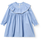 COPENHAGEN COLORS Endless Blue Dress W. Frill & Star Embroidery