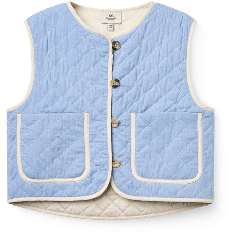 COPENHAGEN COLORS Endless Blue Quilted Vest W. Moon & Star Embroidery