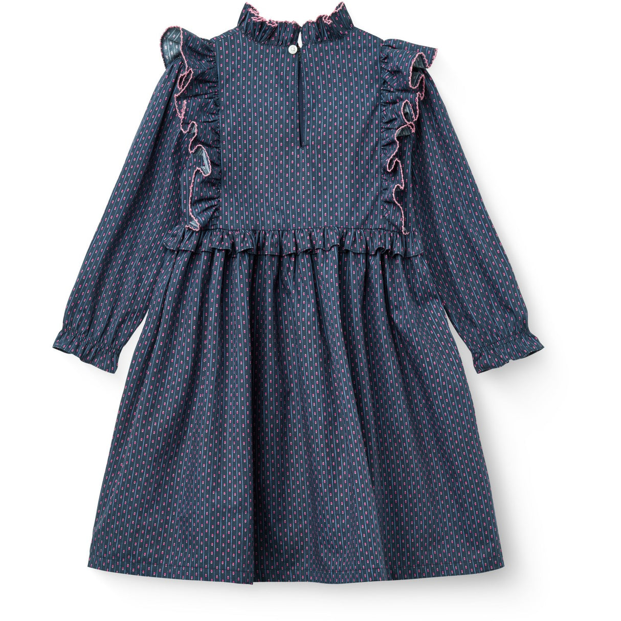 COPENHAGEN COLORS Navy Flower Aop Printed Frill Dress