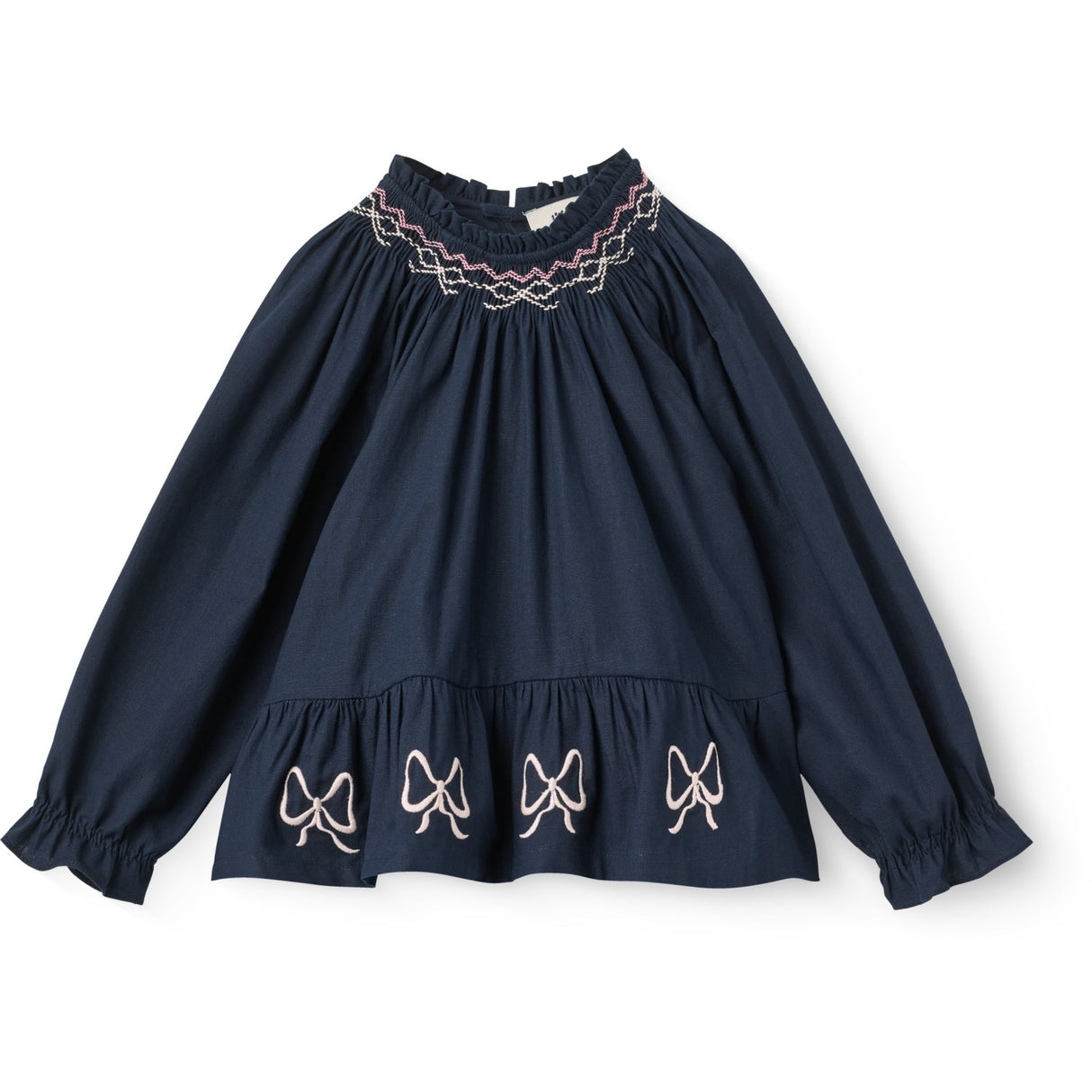 COPENHAGEN COLORS Navy Comb. Ls Blouse W. Embroidery & Smock
